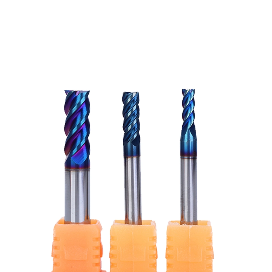 Weix HRC45 Solid Carbide End Mill with Coating for Steel Milling CNC Machining Rough to Semi-Finishing End Mill Cutter Blue Coating