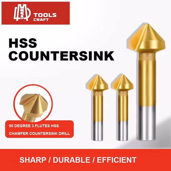 金属、ドリル、皿ナイフ用のハードエッジ付き HSS 3 刃ベベルナイフ
